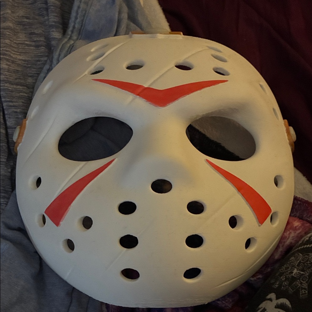 Jason White Hockey Mask with Red Accents